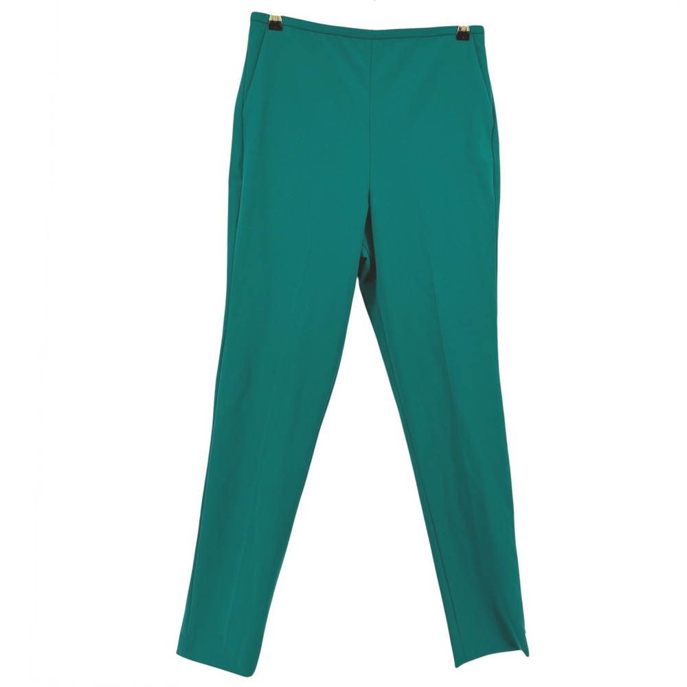Halston Womens Sample Pine Green Slim Leg Tailored Trousers Pants Size 6